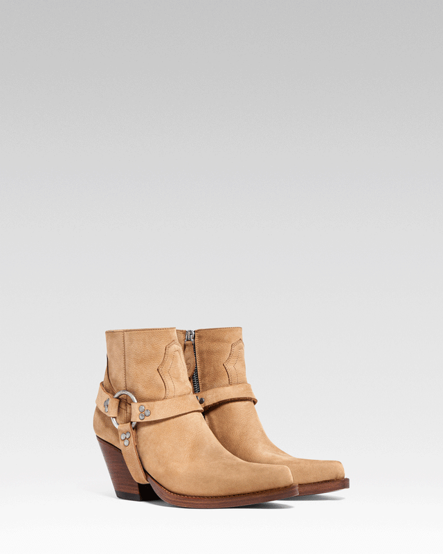 JALAPENO BELT Women's Ankle Boots in Desert Nabuk | Leather Harness